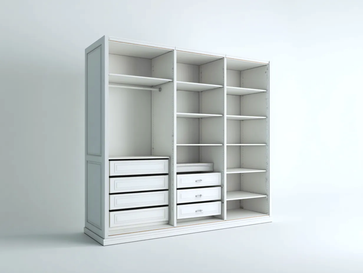 Offene Kleiderschränke - Holzwerkstoff - 230x60x210 cm - Weiß - Moderner Stil-Nestuppad