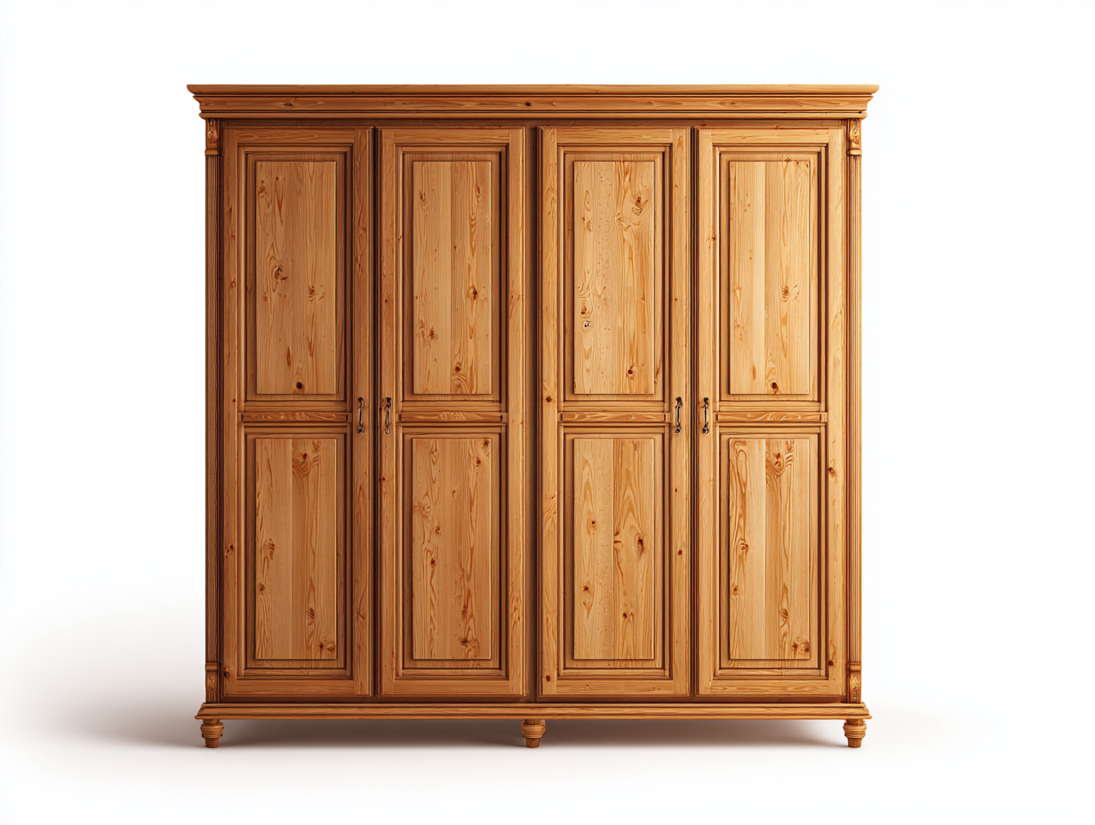 Kleiderschränke mit vier Türen Massivholz 200x60x210 cm Naturholz - Klassisches Design geeignet für das Schlafzimmer-Nestuppad