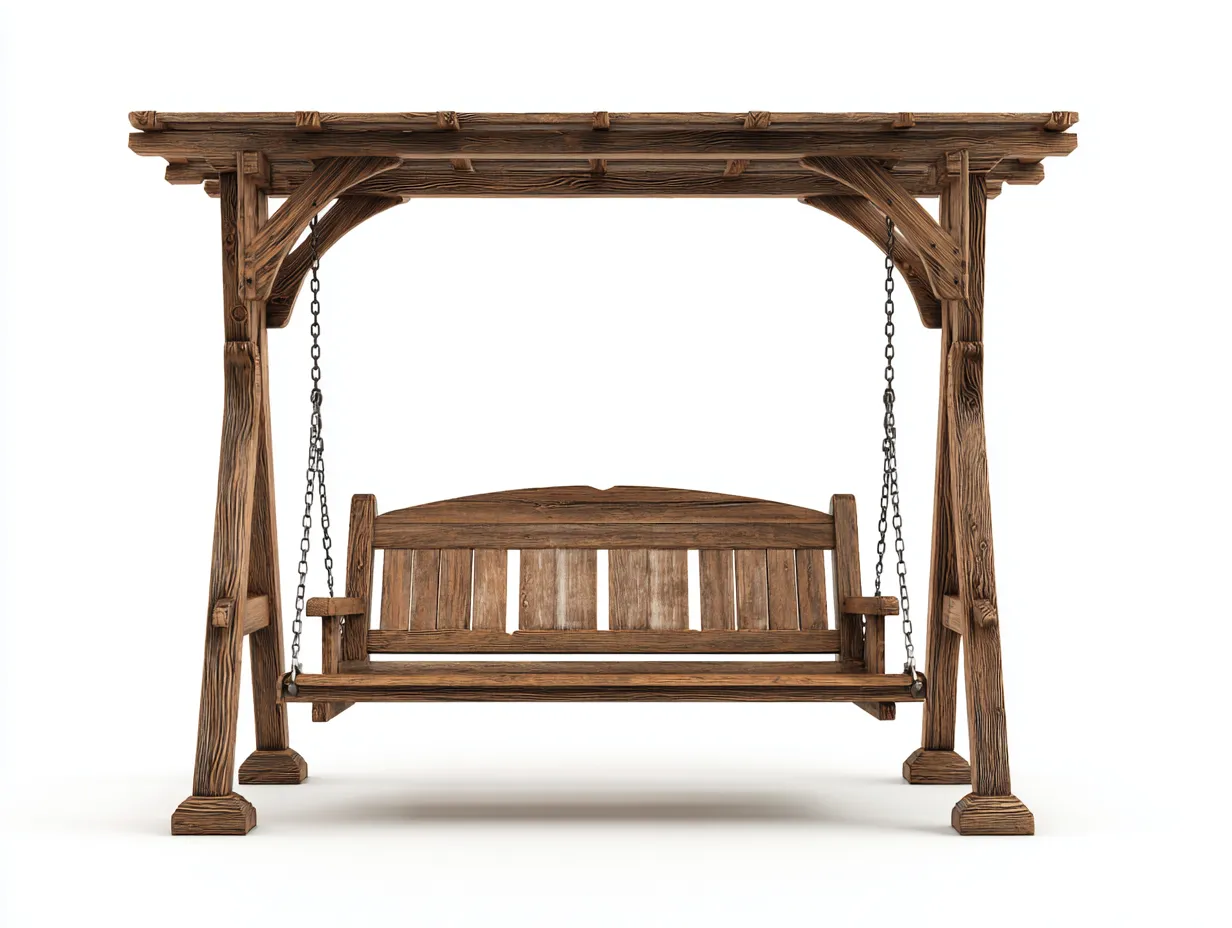 Balancelle de jardin en bois massif avec structure autoportante 200x135x215 cm - bois naturel - banc balançoire extérieur-Roomgetnest