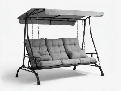 Balancelle de jardin en métal avec auvent 200x120x170 cm - gris - noir - balancelle confortable pour extérieur-Roomgetnest