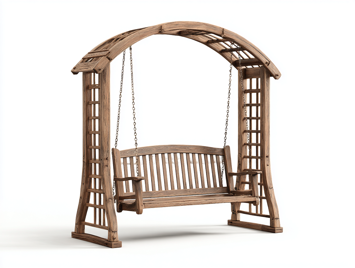 Balancelle de jardin en bois massif avec arche décorative 190x130x220 cm - bois naturel - banc balançoire extérieur-Roomgetnest