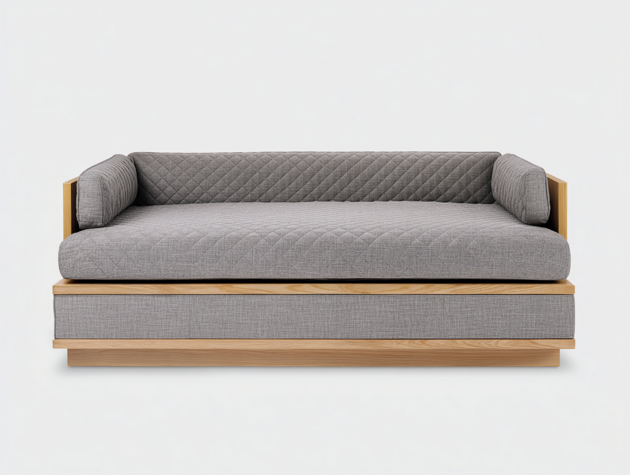 Canapé lit en tissu avec structure en bois 160x90x75 cm - gris - design moderne pour chambre-Roomgetnest