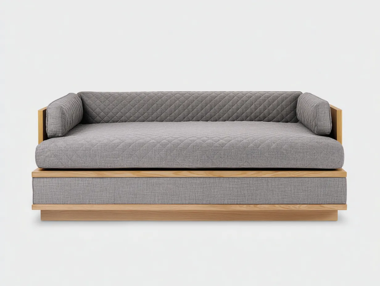 Canapé lit en tissu avec structure en bois 160x90x75 cm - gris - design moderne pour chambre-Roomgetnest