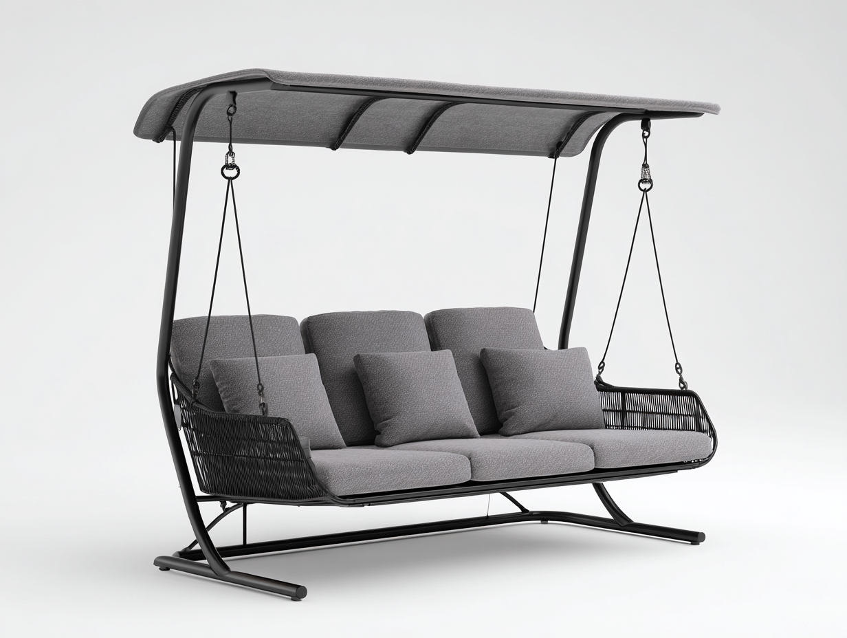 Balancelle de jardin en métal avec auvent 220x135x170 cm - gris - noir - balancelle extérieure moderne-Roomgetnest