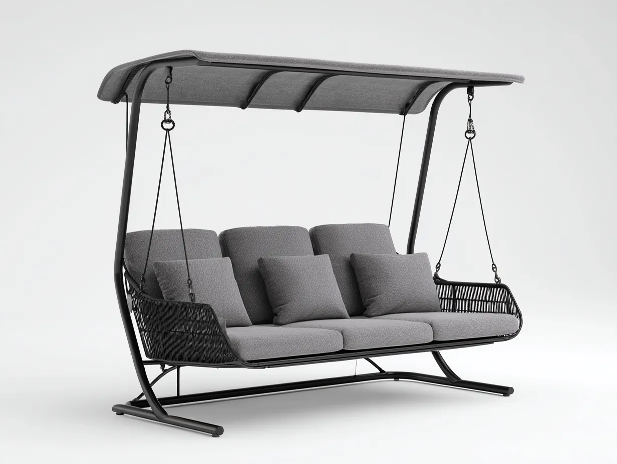 Balancelle de jardin en métal avec auvent 220x135x170 cm - gris - noir - balancelle extérieure moderne-Roomgetnest