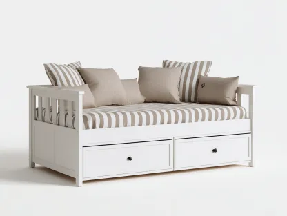 Canapé lit en bois avec revêtement textile 190x90x82 cm - blanc - design classique avec espace de rangement pour chambre-Roomgetnest