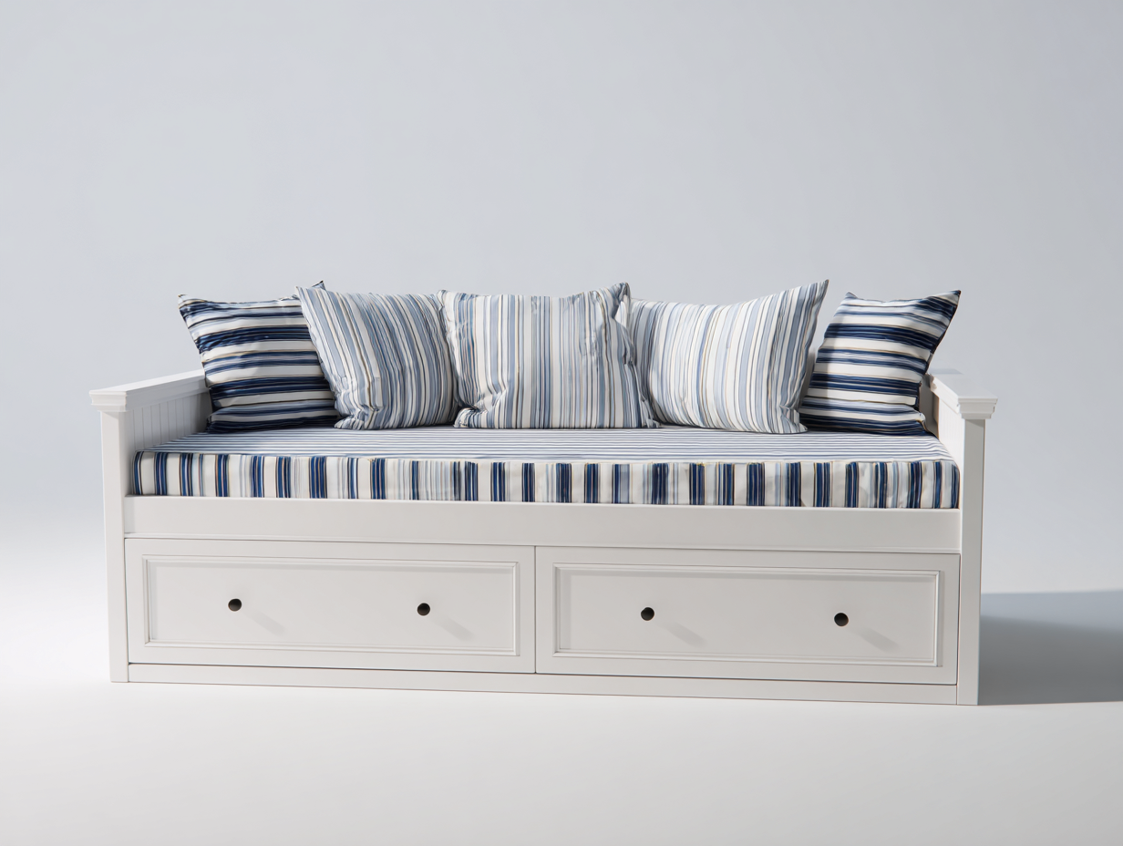 Canapé lit en bois avec revêtement textile 195x90x83 cm - blanc - design classique avec espace de rangement pour chambre-Roomgetnest