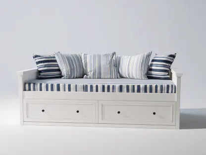 Canapé lit en bois avec revêtement textile 195x90x83 cm - blanc - design classique avec espace de rangement pour chambre-Roomgetnest