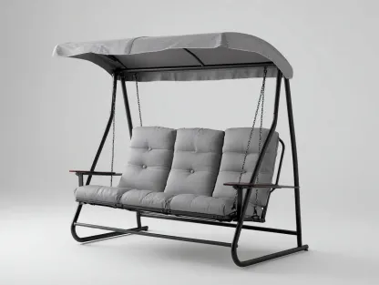 Balancelle de jardin en métal avec auvent 195x120x165 cm - gris - noir - balancelle confortable pour extérieur-Roomgetnest