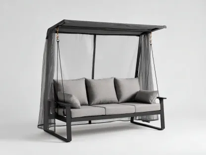 Balancelle de jardin en métal avec auvent 210x130x165 cm - gris - noir - balancelle extérieure élégante-Roomgetnest