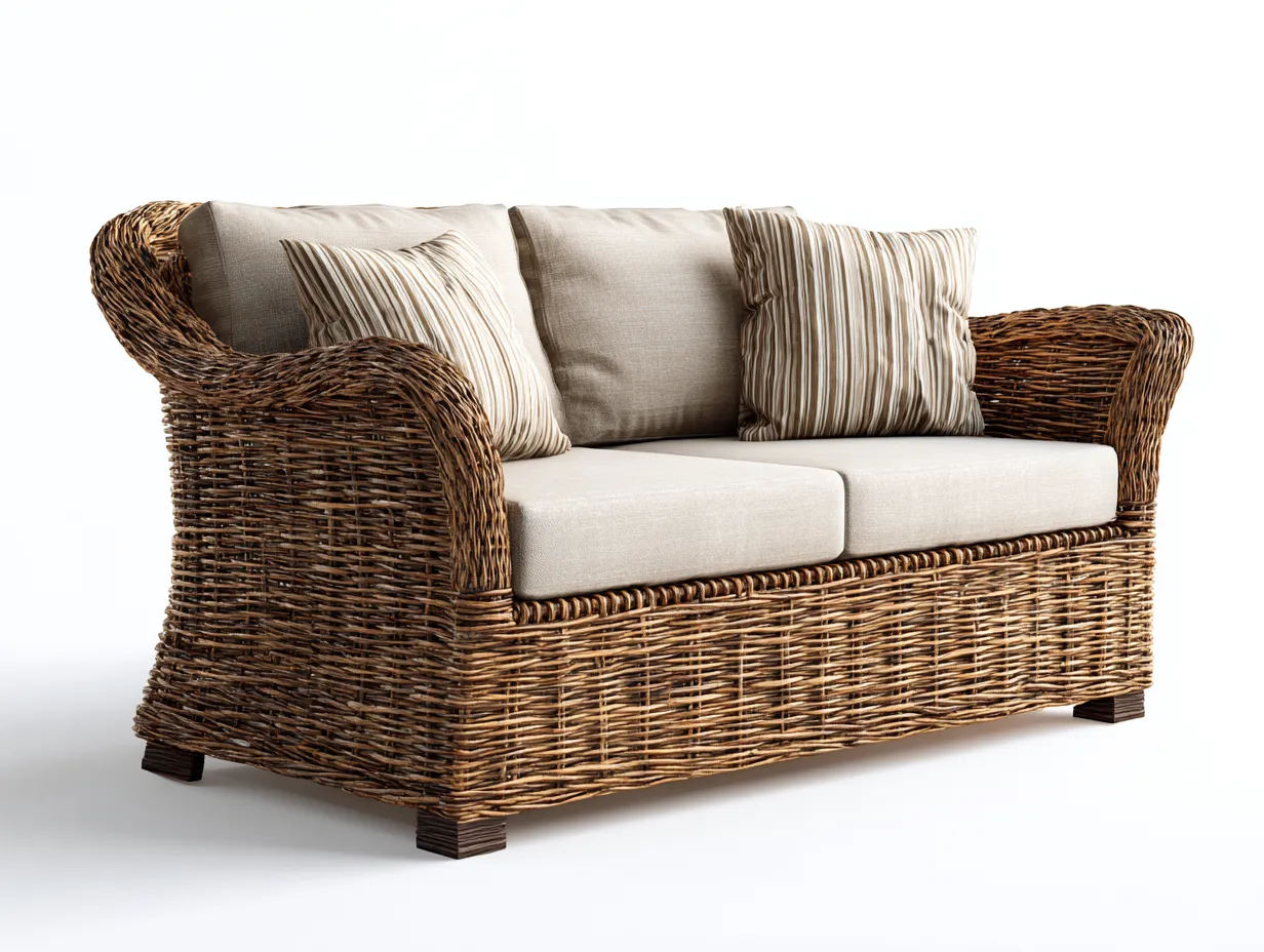 Canapé de jardin en rotin tressé 160x80x78 cm - beige - style naturel extérieur-Roomgetnest