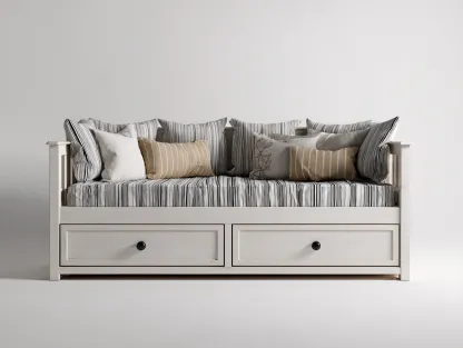 Canapé lit en bois avec revêtement textile 185x90x80 cm - blanc - design classique avec espace de rangement pour chambre-Roomgetnest