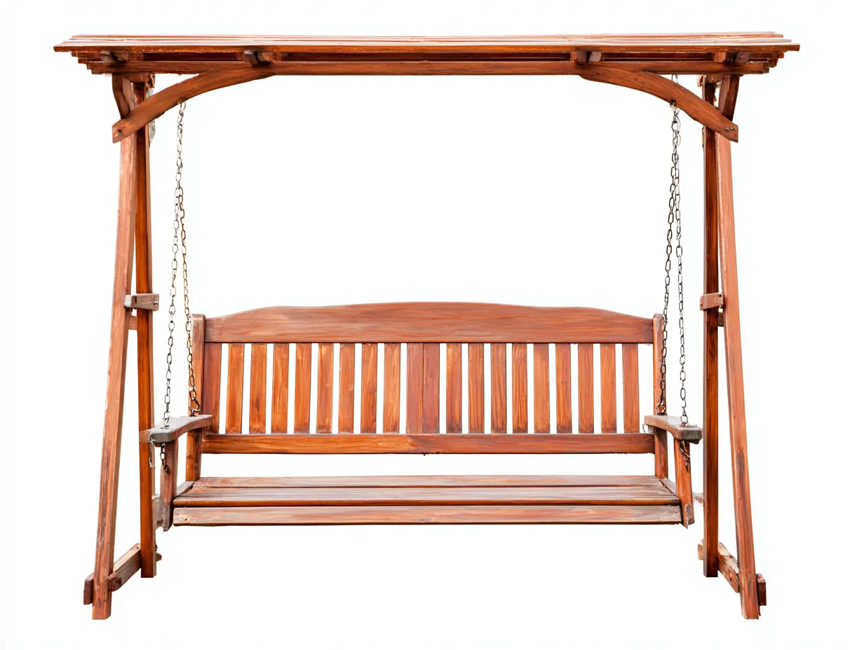 Balancelle de jardin en bois massif avec structure arquée 200x120x210 cm - marron - banc balançoire extérieur en bois-Roomgetnest