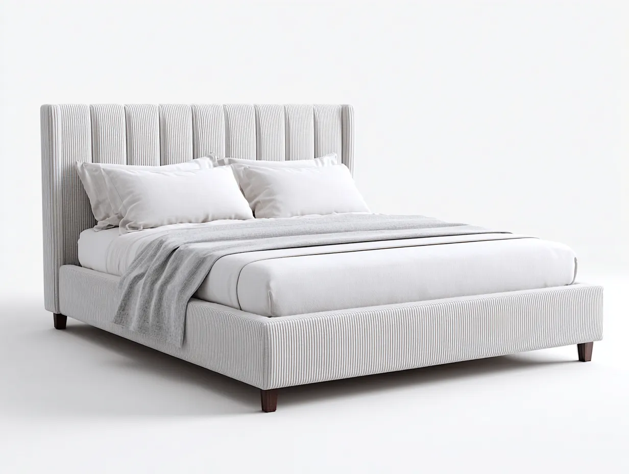 Letto matrimoniale - tessuto - 210x168x115 cm - bianco - stile minimalista-Loftmyyard