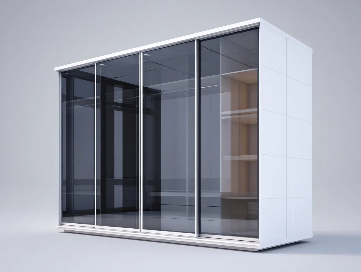 Armadio - MDF-Vetro - 270x65x230 cm - bianco-nero-grigio - stile moderno-Loftmyyard