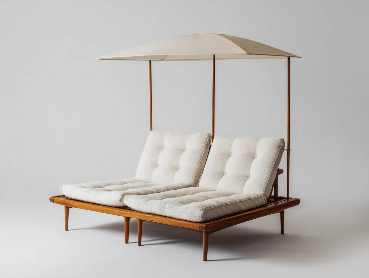 Lettino prendisole-legno-tessuto-200x85x165 cm-bianco-legno-design naturale-Loftmyyard