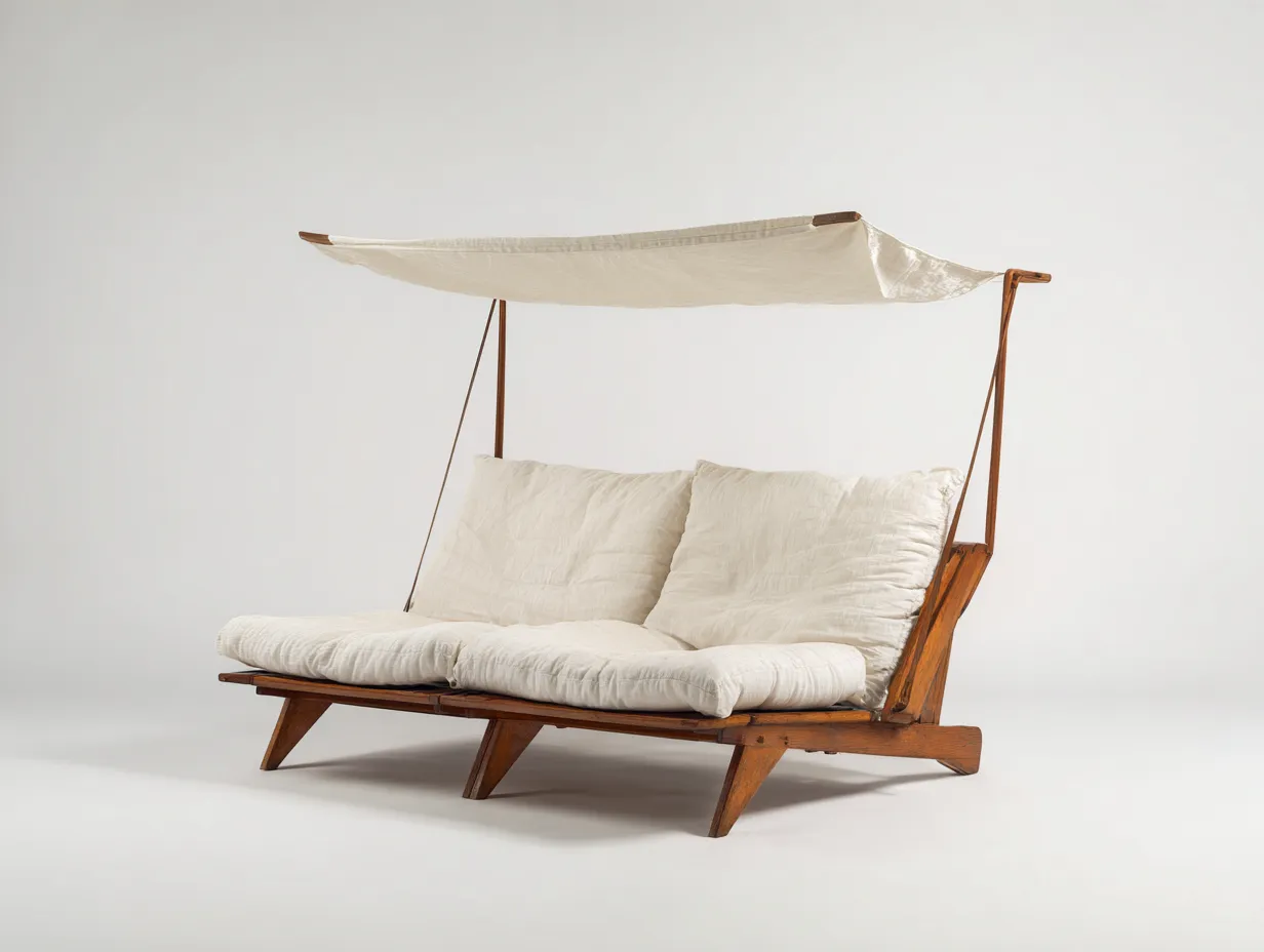 Lettino prendisole-legno-tessuto-190x80x155 cm-bianco-legno-design naturale-Loftmyyard