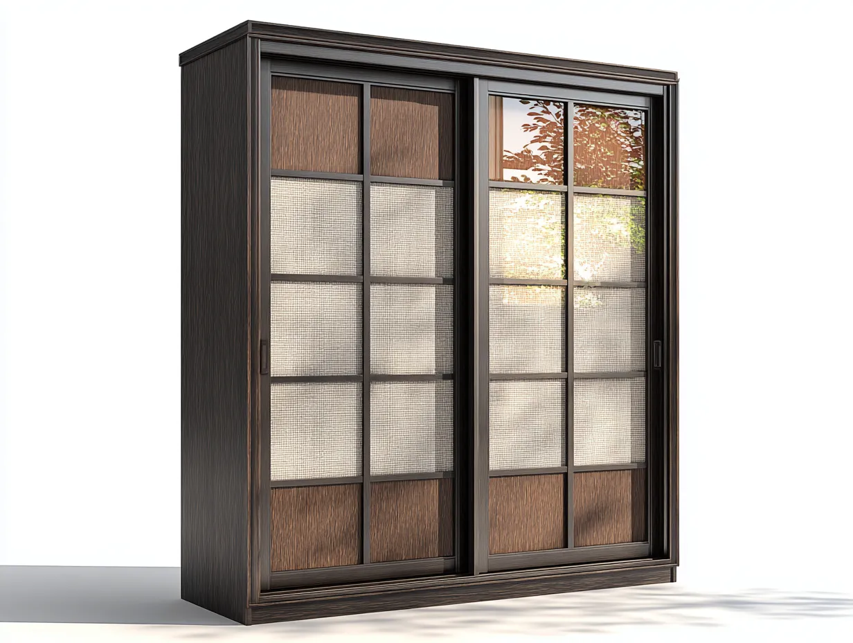 Armadio - MDF-Vetro - 216x62x230 cm - marrone-nero - stile moderno-Loftmyyard