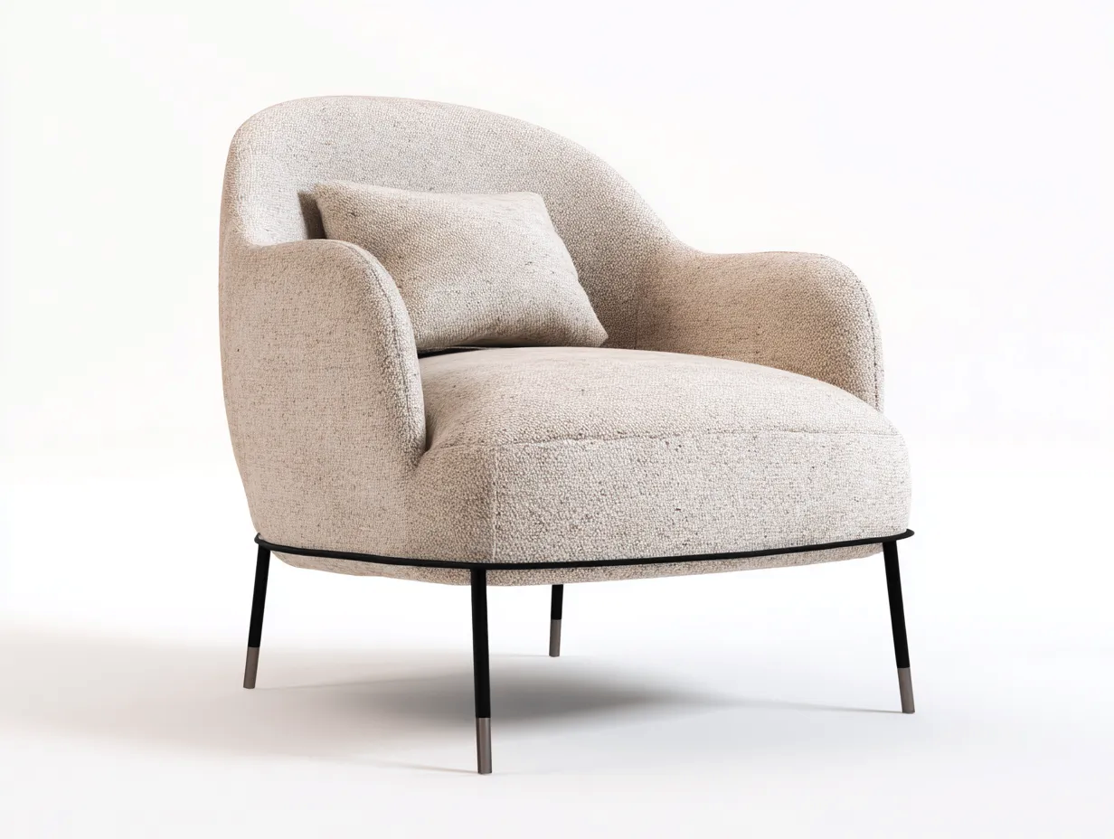 Sessel-Stoff-Metall-89x86x84 cm-Beige-Modernes Design-Sofagobase