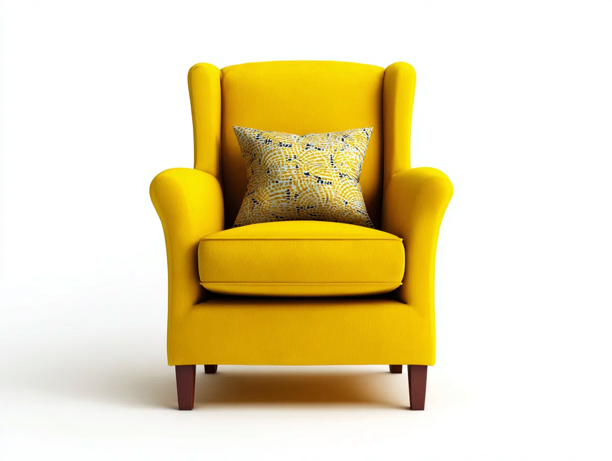 Sessel-Stoff-Holz-91x87x98 cm-Gelb-Modernes Design-Sofagobase