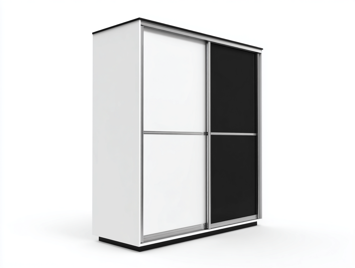 Kleiderschränke mit Schiebetüren Holzwerkstoff 180x60x200 cm - Weiß - Schwarz - Modernes Design geeignet für das Wohnzimmer-Sofagobase