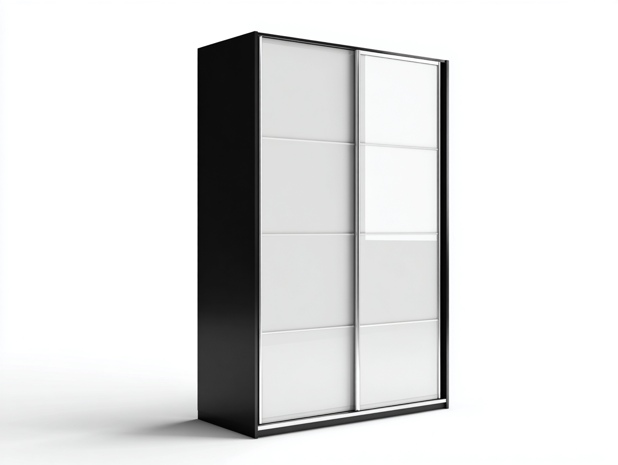 Kleiderschränke mit Schiebetüren Holzwerkstoff 200x60x210 cm - Weiß - Schwarz - Modernes Design geeignet für das Wohnzimmer-Sofagobase