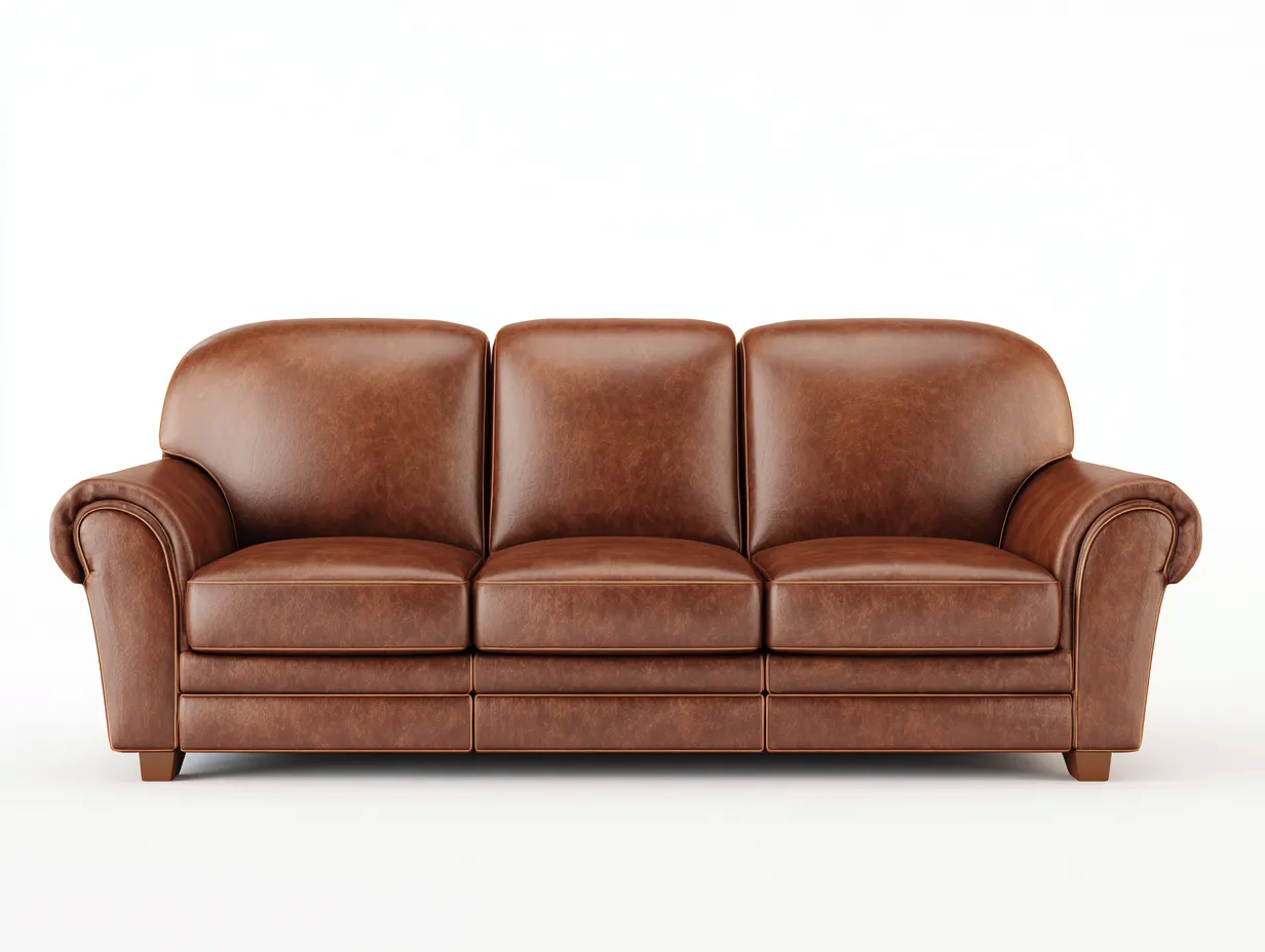 3 Sitzer Sofas-Echtleder-225x96x83 cm-Braun-klassischer Stil-Sofagobase