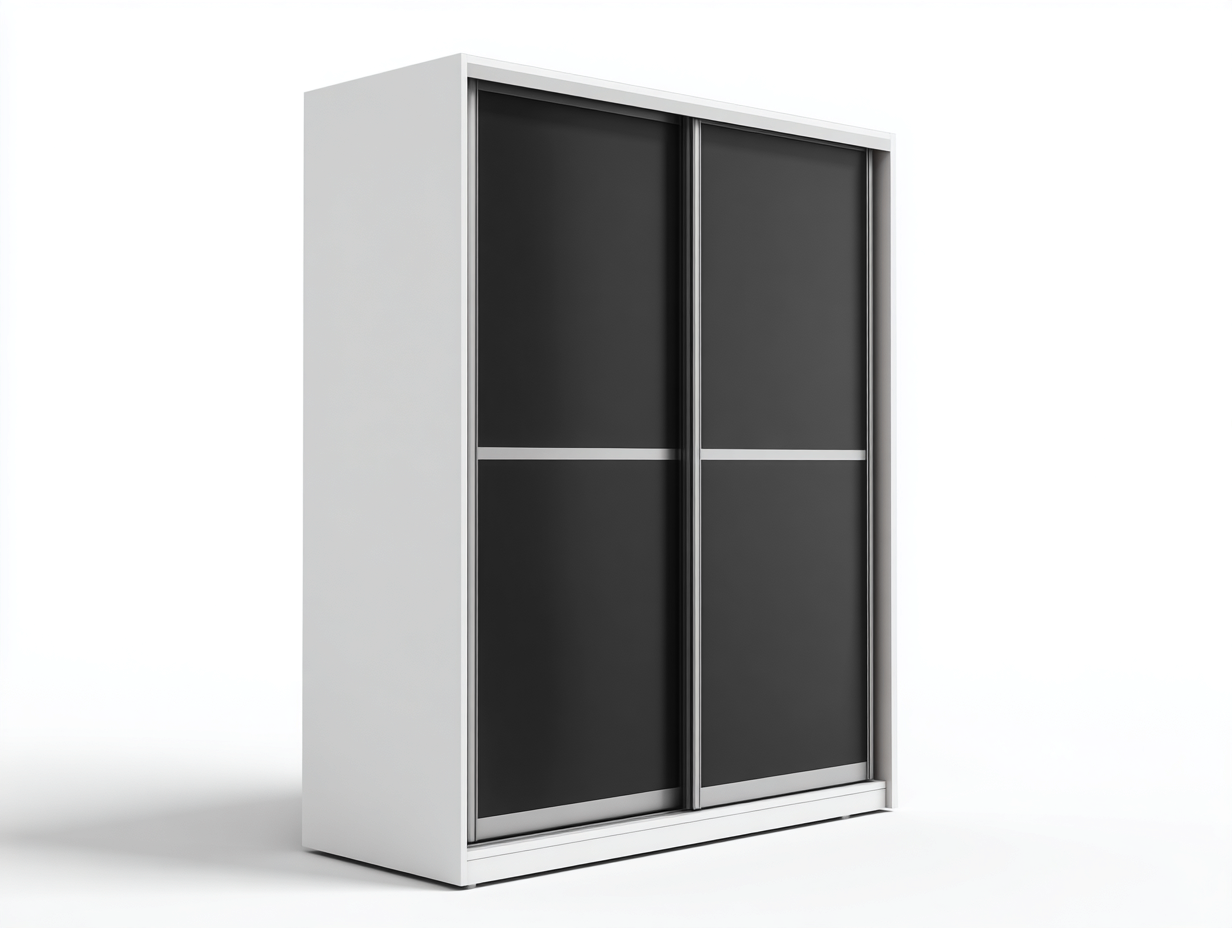 Kleiderschränke mit Schiebetüren Holzwerkstoff 180x60x200 cm - Weiß - Schwarz - Modernes Design geeignet für das Wohnzimmer-Sofagobase