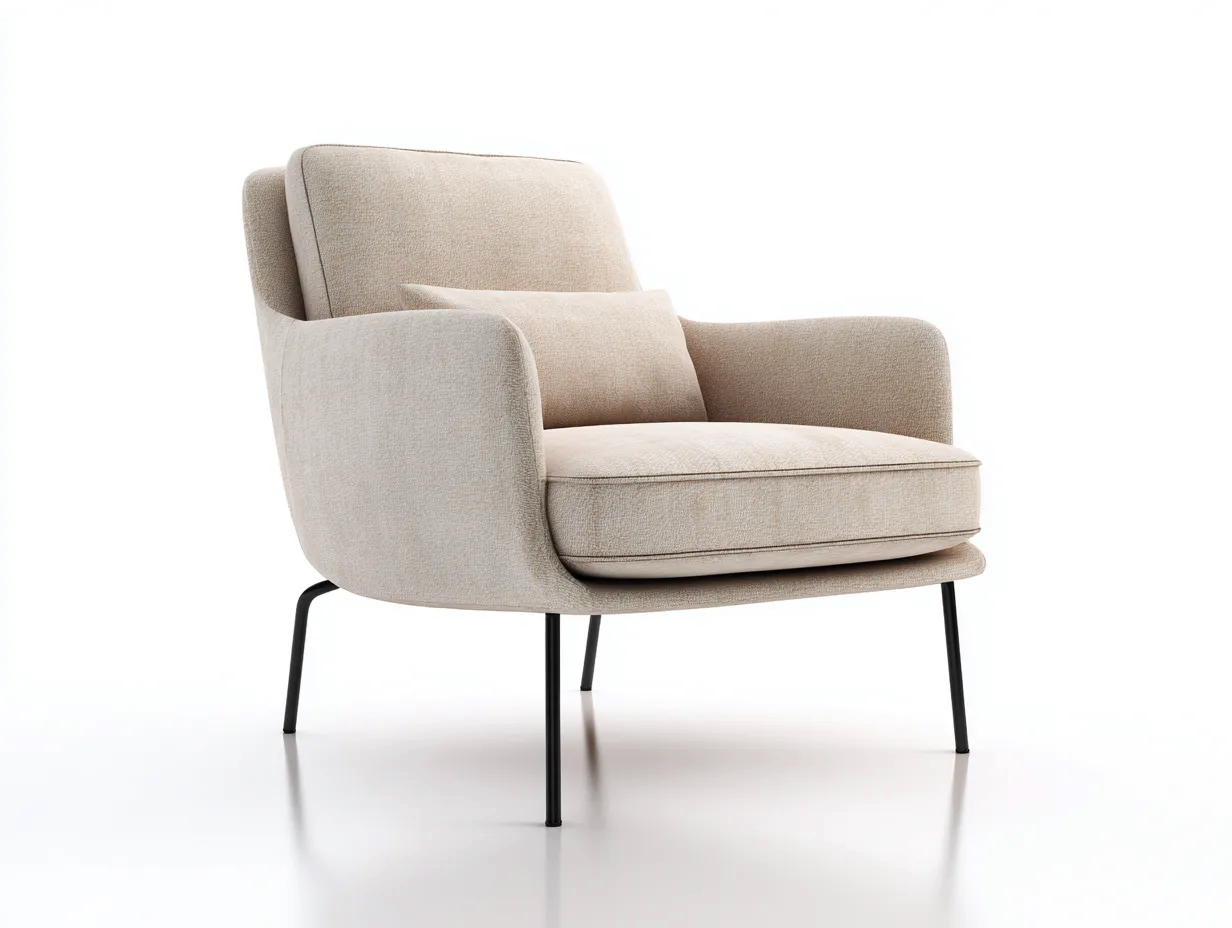 Sessel-Stoff-Metall-90x88x86 cm-Beige-Modernes Design-Sofagobase