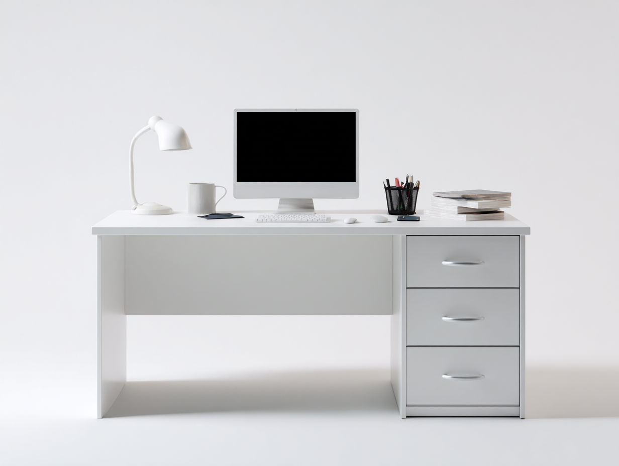 Bureau en bois 120x60x75 cm - blanc - design moderne pour espace de travail-Nookmynest