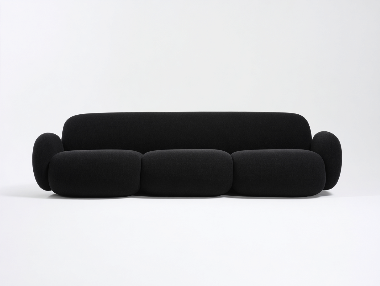 Canapé 3 places en tissu 215x95x75 cm - noir - design moderne pour salon-Nookmynest