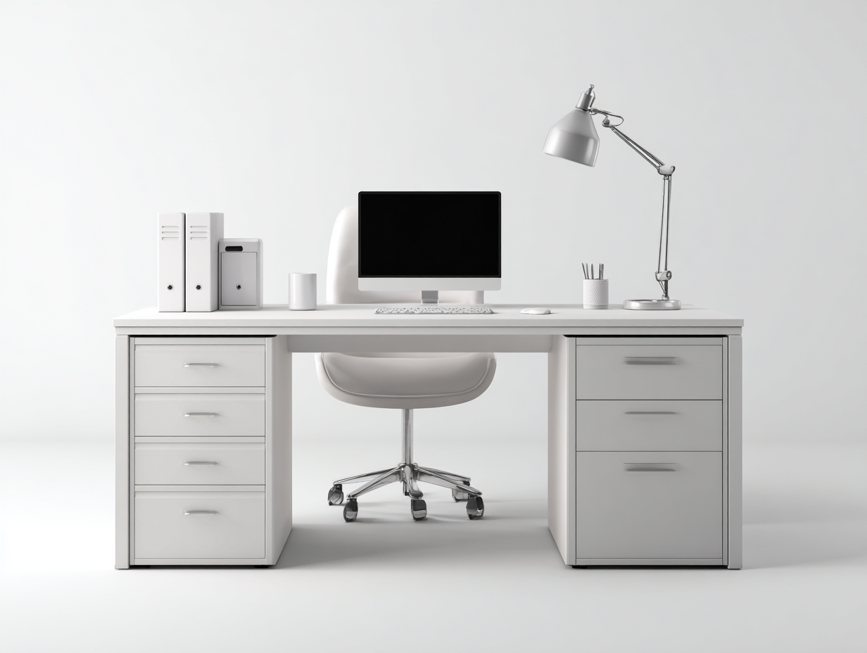 Bureau en bois 150x65x75 cm - blanc - design moderne avec rangements latéraux pour espace de travail-Nookmynest