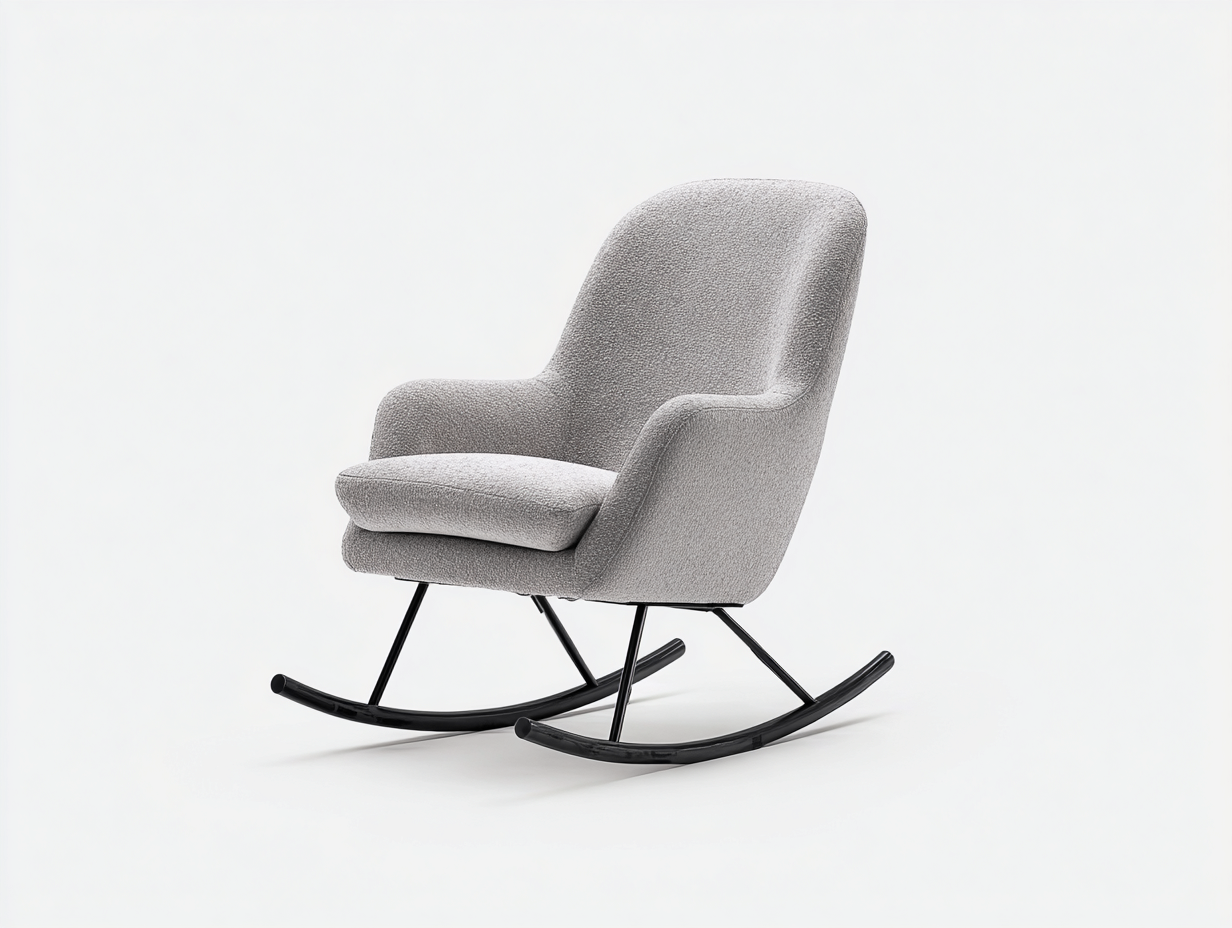 Fauteuil à bascule en tissu rembourré 78x90x98 cm - gris clair - design contemporain pour salon-Nookmynest