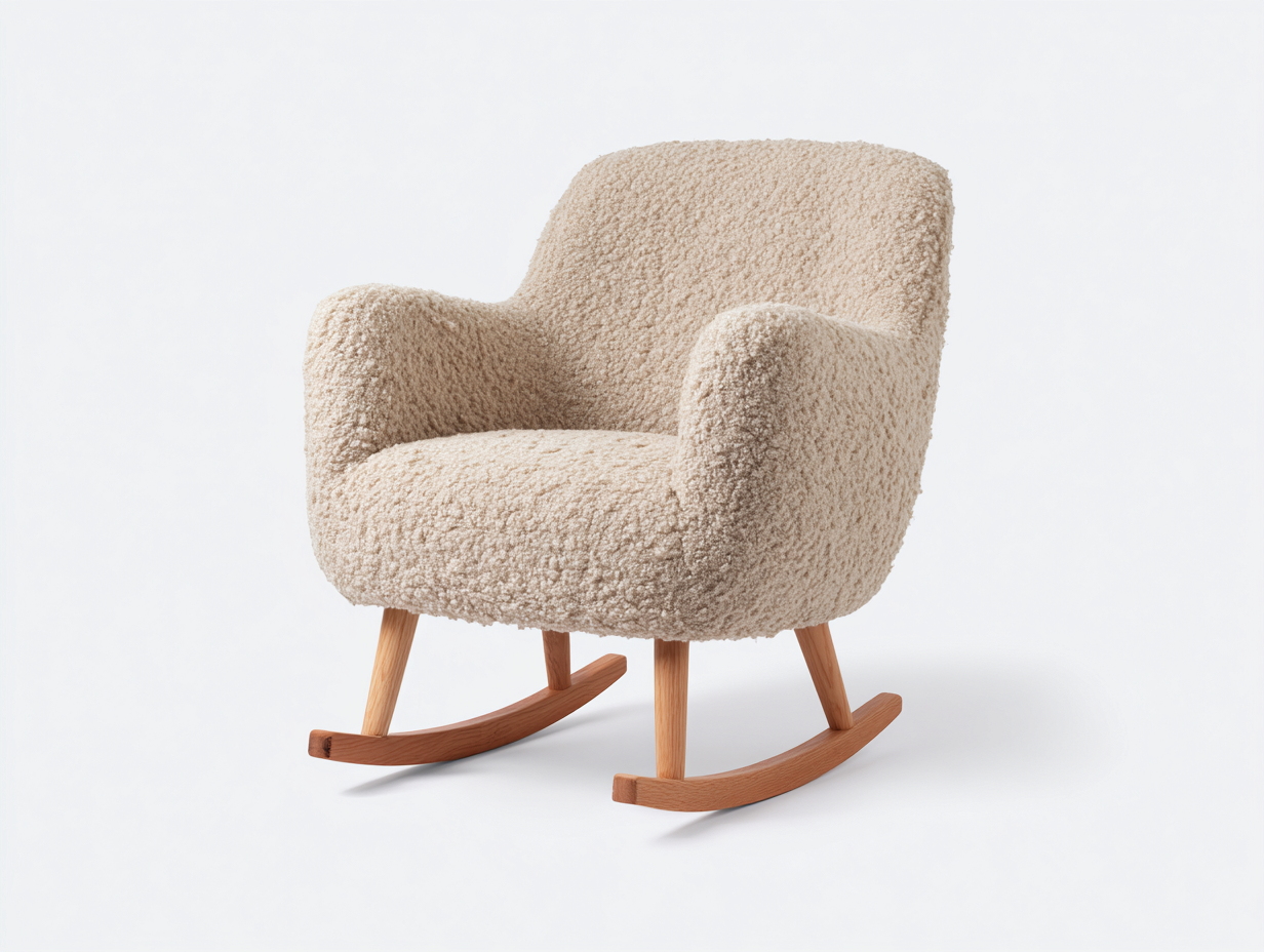 Fauteuil à bascule en tissu bouclé rembourré 72x84x88 cm - beige - design contemporain pour salon-Nookmynest
