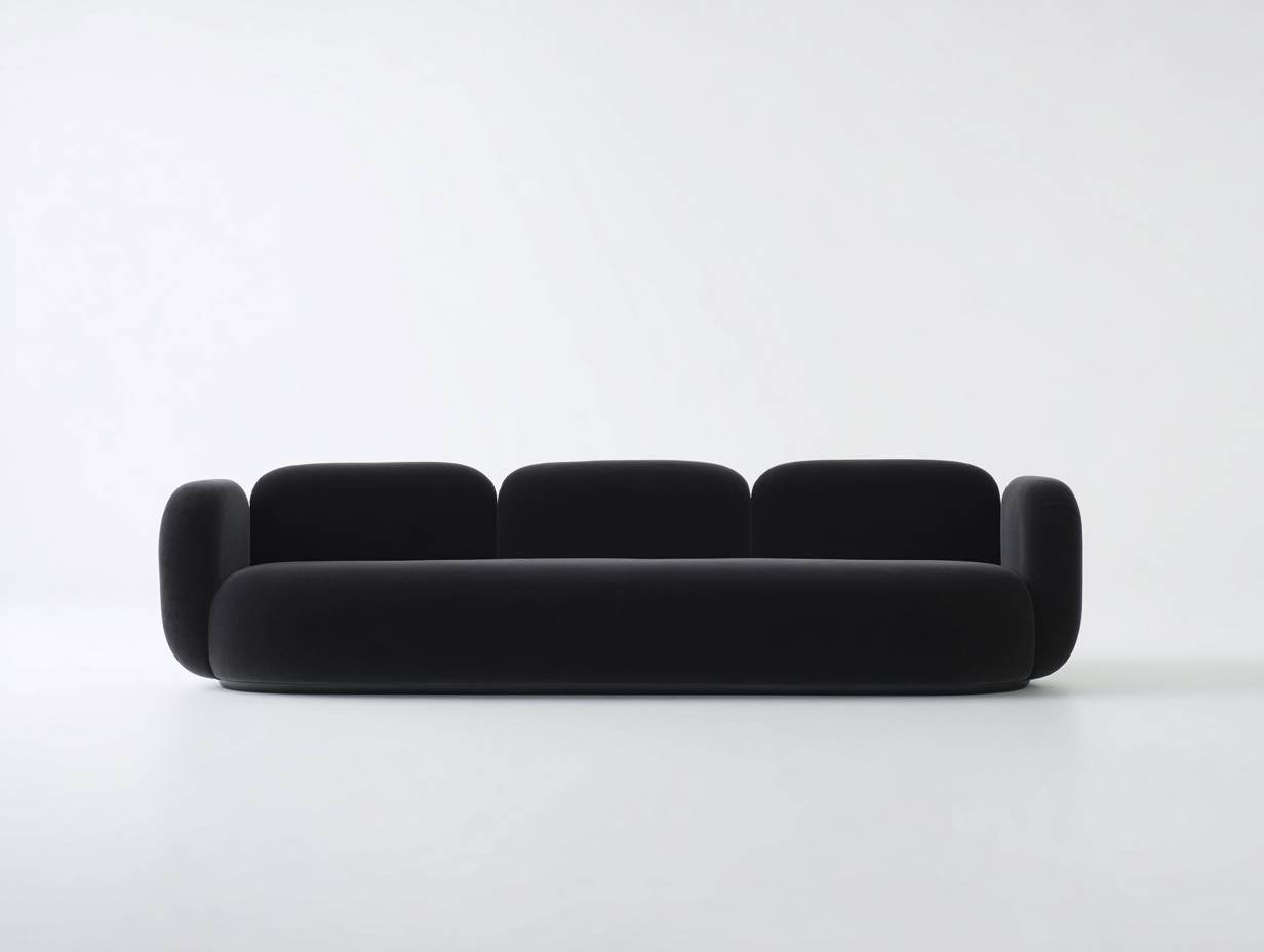 Canapé 3 places en tissu 230x100x75 cm - noir - design contemporain pour salon-Nookmynest