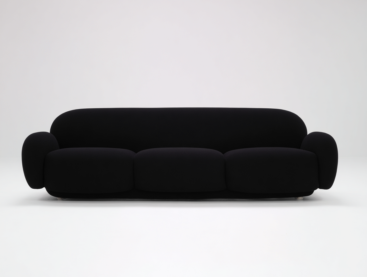 Canapé 3 places en tissu 235x98x76 cm - noir - design contemporain pour salon-Nookmynest