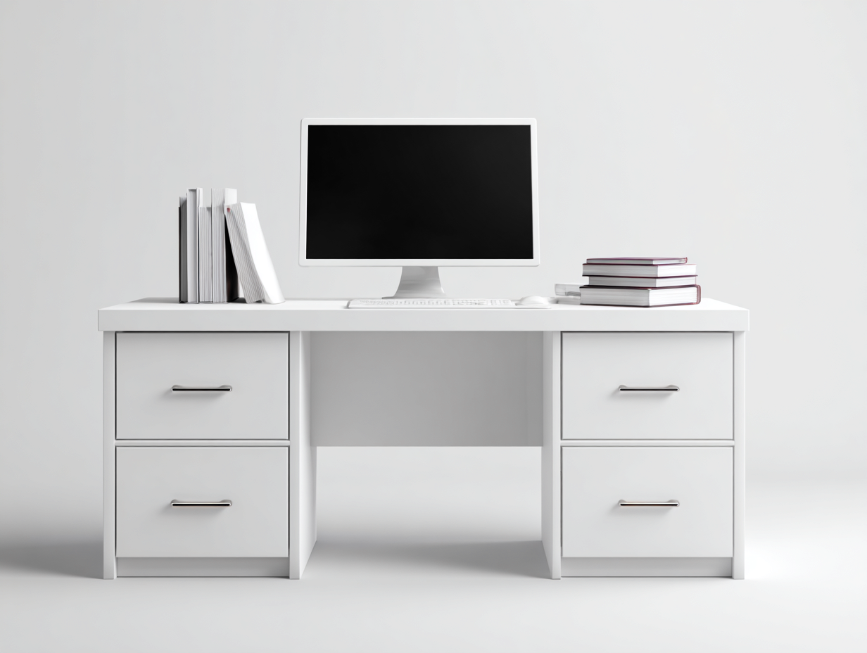 Bureau en bois 160x70x75 cm - blanc - design moderne avec double rangement pour bureau et télétravail-Nookmynest