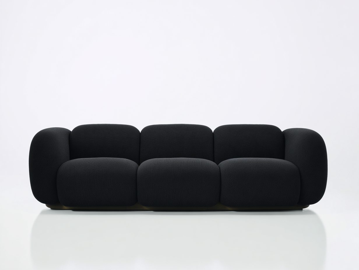 Canapé 3 places en tissu 225x95x75 cm - noir - design contemporain pour salon-Nookmynest