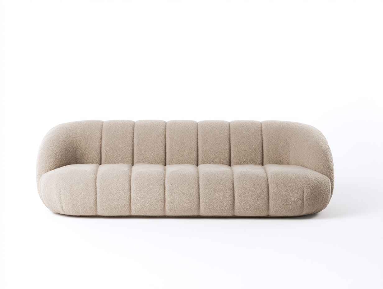 Canapé 3 places en tissu bouclé 210x90x75 cm - beige - design moderne pour salon-Nookmynest