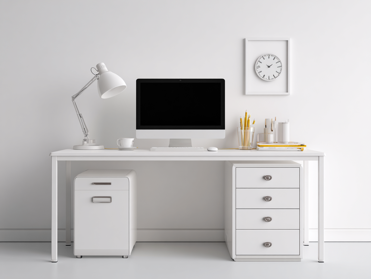 Bureau en bois 155x70x75 cm - blanc - design moderne avec rangement pour espace de travail-Nookmynest