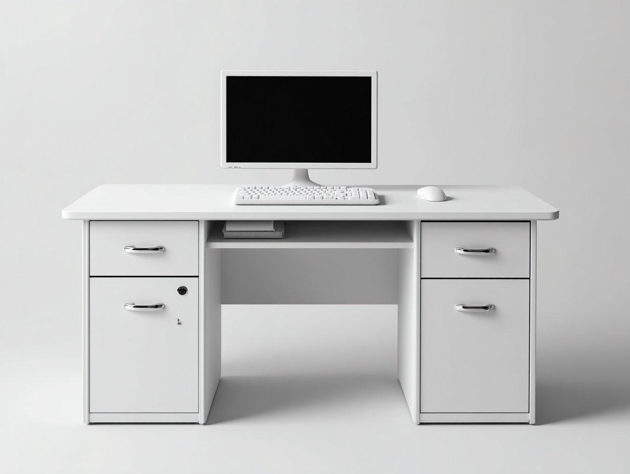 Bureau en bois 140x65x75 cm - blanc - design moderne avec tiroirs et tablette pour clavier-Nookmynest