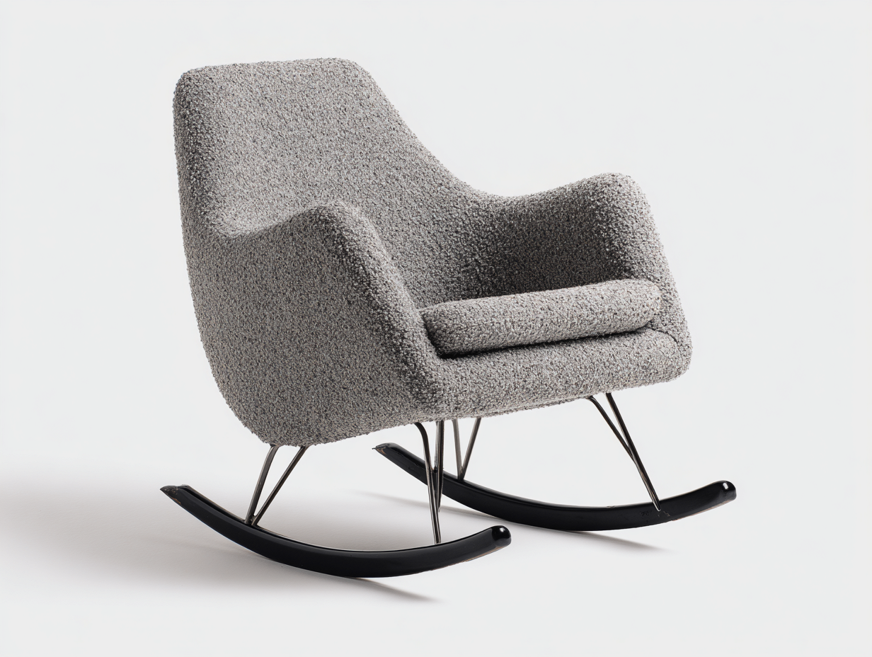 Fauteuil à bascule en tissu bouclé rembourré 70x82x86 cm - gris - design contemporain pour salon-Nookmynest