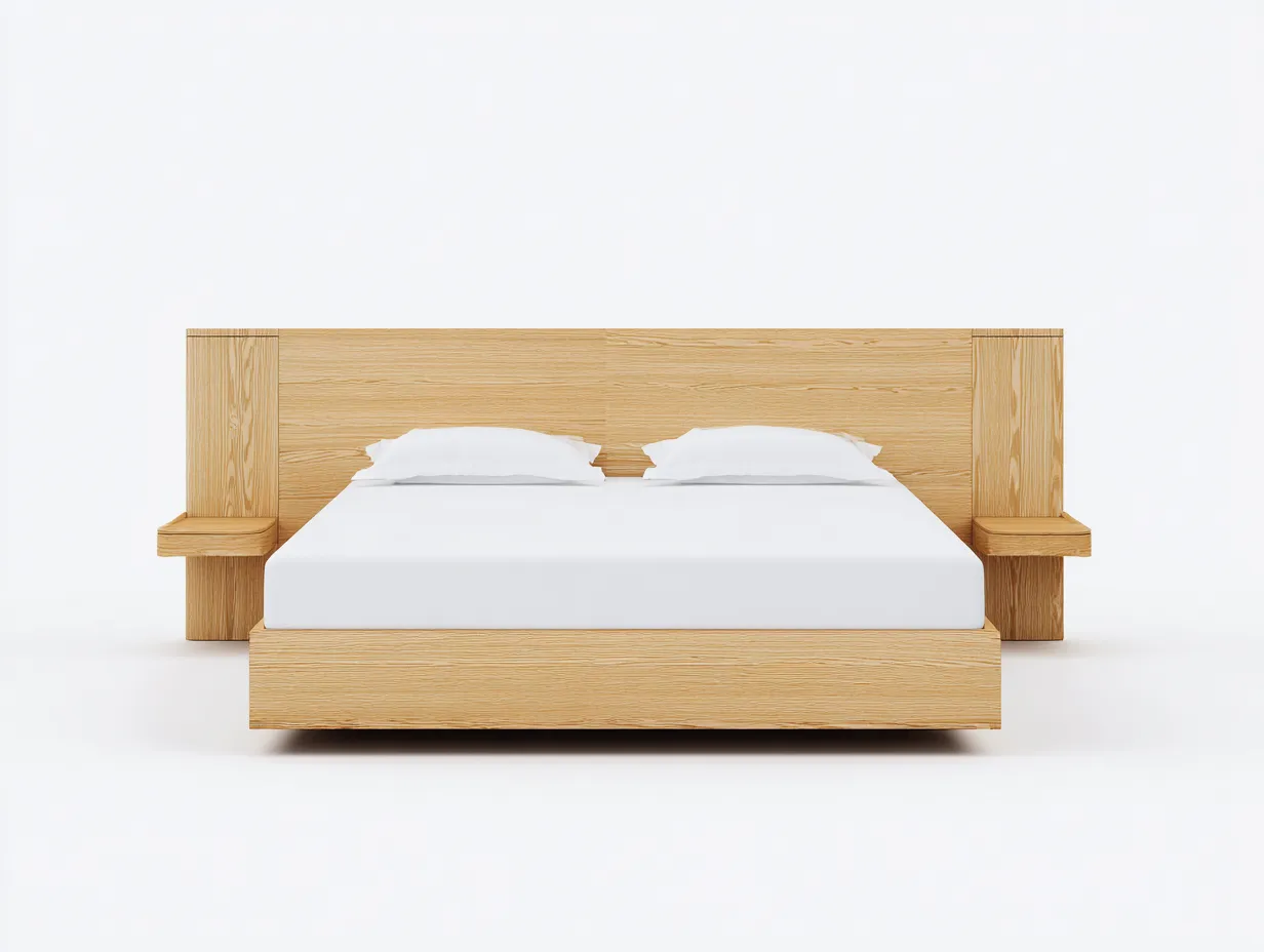 Letto matrimoniale - Legno massello - 212x180x92 cm - Legno naturale - Stile moderno-Craftuphaus