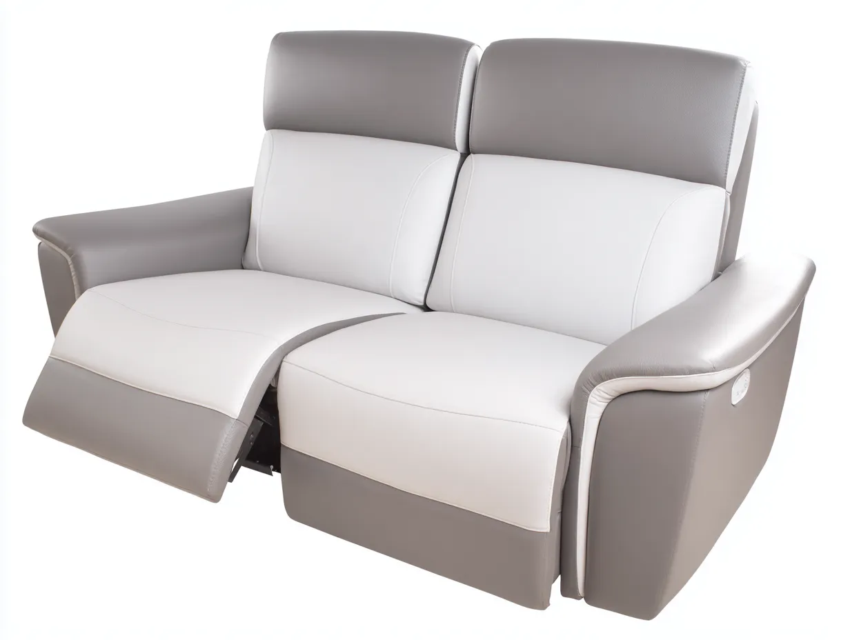 Divano reclinabile - Pelle sintetica - 156x94x101 cm - Grigio-Beige - Stile moderno-Craftuphaus