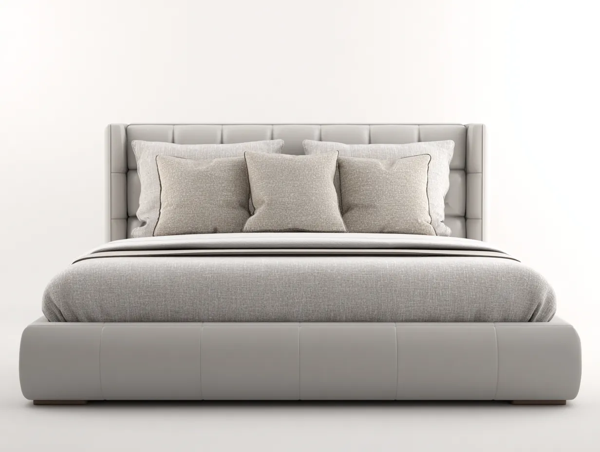 Letto matrimoniale - Tessuto - Legno - 215x175x102 cm - Grigio chiaro - Stile moderno-Craftuphaus