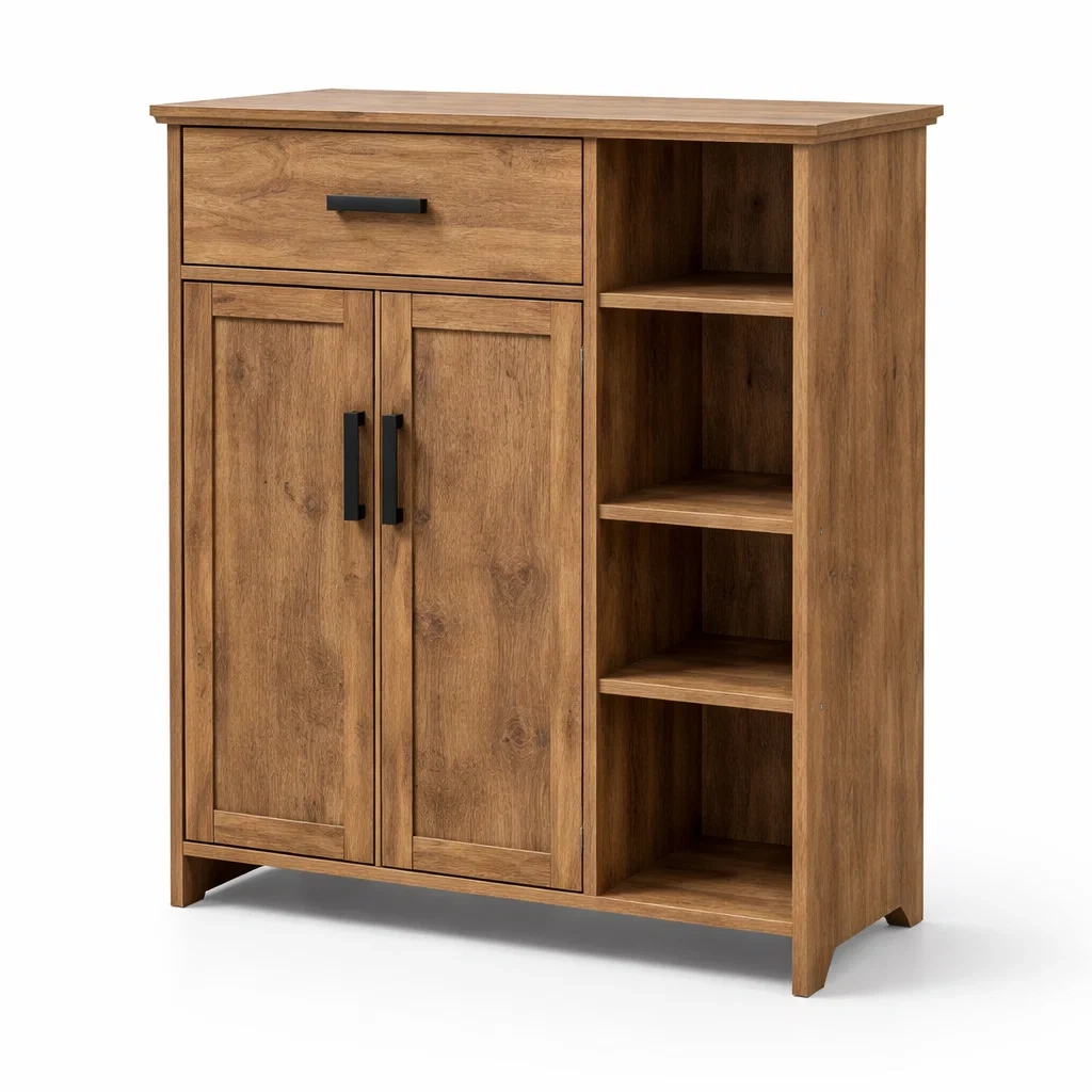 Buffet en bois avec tiroir et étagères-dreamsnugz