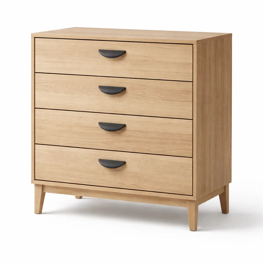 Bois Chêne Clair Commode 4 Tiroirs-dreamsnugz
