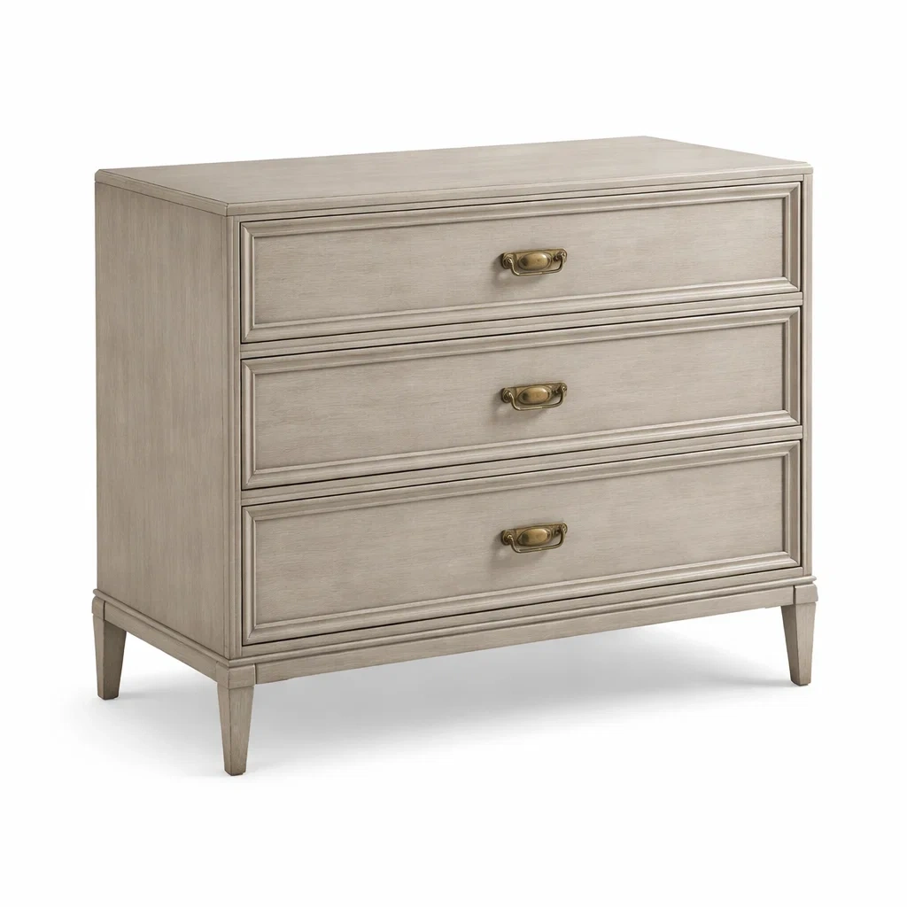 Bois Beige Commode 3 Tiroirs avec Poignées Métalliques-dreamsnugz