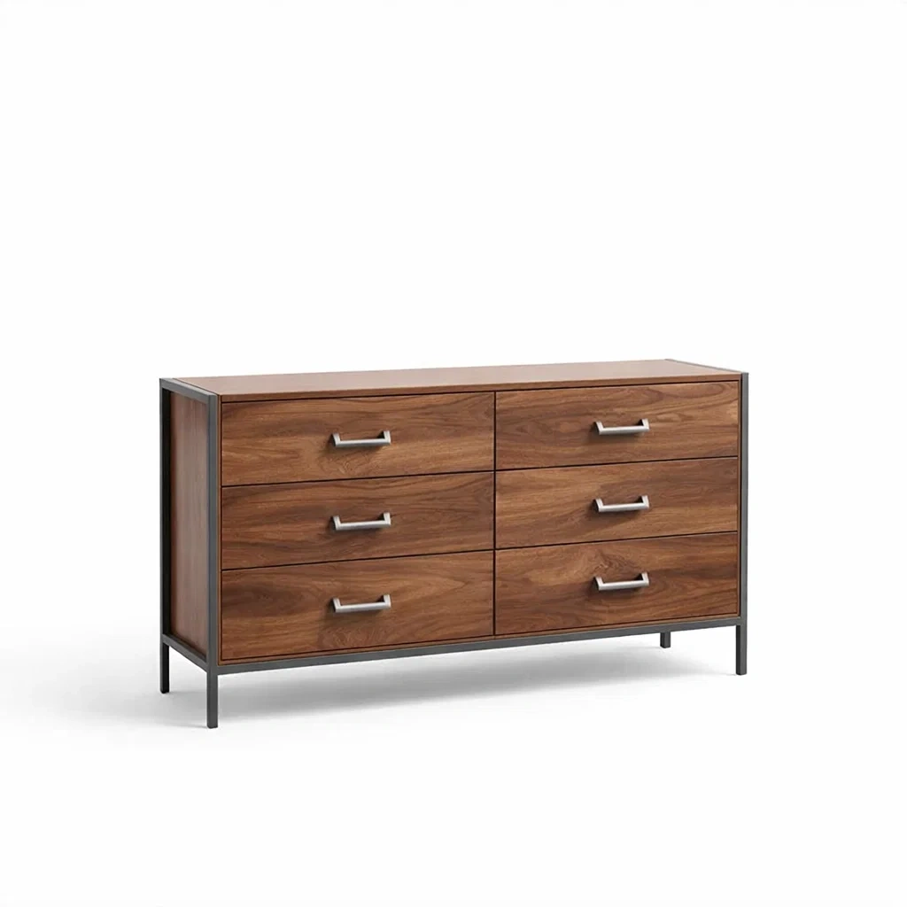 Bois d’Acacia Commode avec Tiroirs et Cadre en Acier 130x45x80 cm-dreamsnugz