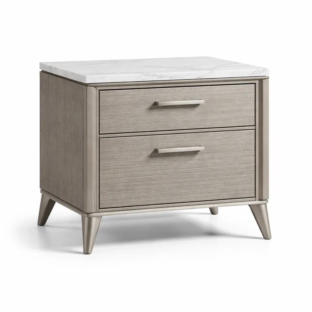 Bois et Marbre Table de chevet avec 2 Tiroirs-dreamsnugz